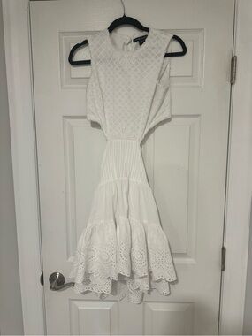 French Connection White Eyelet Midi Dress